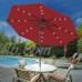 Zeny 10FT Patio Outdoor 24 Led Solar Powered Umbrella Crank Tilt Red Aluminium   